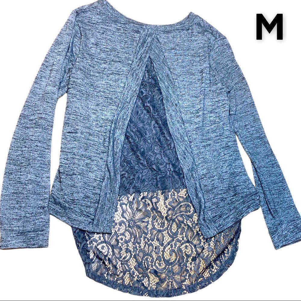 Open Back Lace Long Sleeve Sweater M